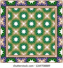 Vector Paper For Scrapbook. Luxury Texture For Wallpaper, Invitation. Geometric Zigzag Ornament. Green, brown color.