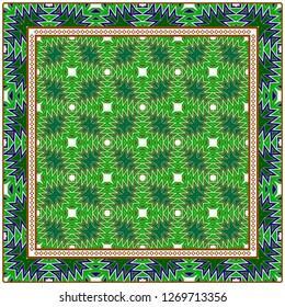 Vector Paper For Scrapbook. Luxury Texture For Wallpaper, Invitation. Geometric Zigzag Ornament. Green, brown color.