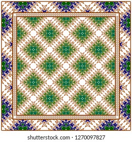 Vector Paper For Scrapbook. Luxury Texture For Wallpaper, Invitation. Geometric Zigzag Ornament. Green, brown color.