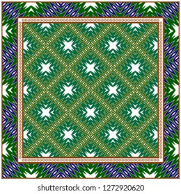 Vector Paper For Scrapbook. Luxury Texture For Wallpaper, Invitation. Geometric Zigzag Ornament. Green, brown color.