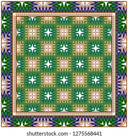 Vector Paper For Scrapbook. Luxury Texture For Wallpaper, Invitation. Geometric Zigzag Ornament. Green, brown color.