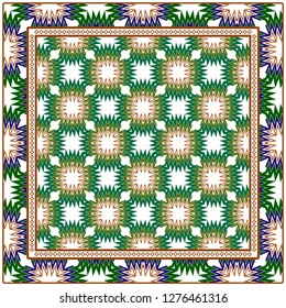 Vector Paper For Scrapbook. Luxury Texture For Wallpaper, Invitation. Geometric Zigzag Ornament. Green, brown color.