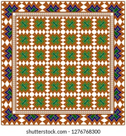 Vector Paper For Scrapbook. Luxury Texture For Wallpaper, Invitation. Geometric Zigzag Ornament. Green, brown color.