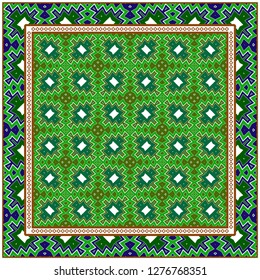 Vector Paper For Scrapbook. Luxury Texture For Wallpaper, Invitation. Geometric Zigzag Ornament. Green, brown color.