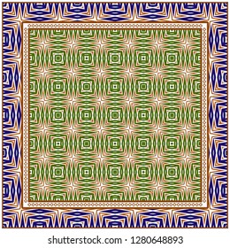 Vector Paper For Scrapbook. Luxury Texture For Wallpaper, Invitation. Geometric Zigzag Ornament. Green, brown color.