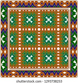 Vector Paper For Scrapbook. Luxury Texture For Wallpaper, Invitation. Geometric Zigzag Ornament. Green, brown color.