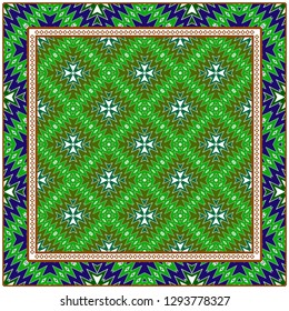 Vector Paper For Scrapbook. Luxury Texture For Wallpaper, Invitation. Geometric Zigzag Ornament. Green, brown color.