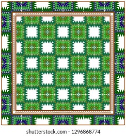 Vector Paper For Scrapbook. Luxury Texture For Wallpaper, Invitation. Geometric Zigzag Ornament. Green, brown color.
