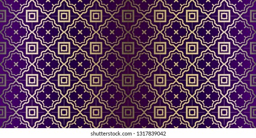Vector Paper For Scrapbook. Luxury Texture For Wallpaper, Invitation. Seamless Geometric Ornament. Purple gold color.