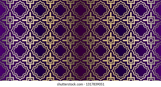 Vector Paper For Scrapbook. Luxury Texture For Wallpaper, Invitation. Seamless Geometric Ornament. Purple gold color.