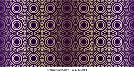 Vector Paper For Scrapbook. Luxury Texture For Wallpaper, Invitation. Seamless Geometric Ornament. Purple gold color.