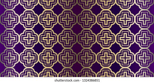 Vector Paper For Scrapbook. Luxury Texture For Wallpaper, Invitation. Seamless Geometric Ornament. Purple gold color.