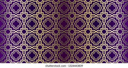 Vector Paper For Scrapbook. Luxury Texture For Wallpaper, Invitation. Seamless Geometric Ornament. Purple gold color.