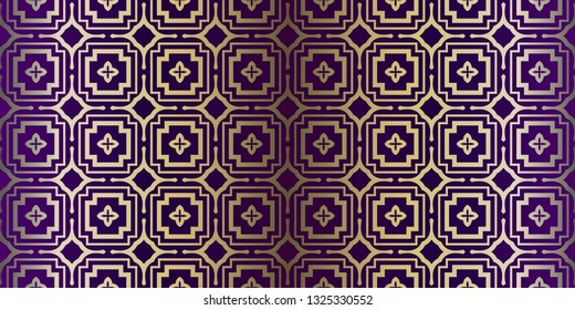 Vector Paper For Scrapbook. Luxury Texture For Wallpaper, Invitation. Seamless Geometric Ornament. Purple gold color.