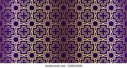 Vector Paper For Scrapbook. Luxury Texture For Wallpaper, Invitation. Seamless Geometric Ornament. Purple gold color.