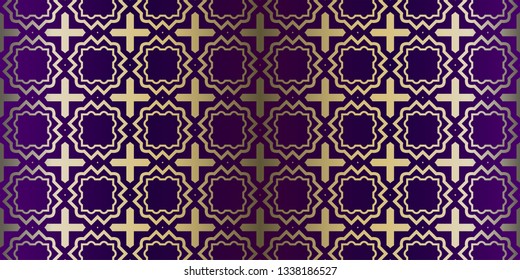 Vector Paper For Scrapbook. Luxury Texture For Wallpaper, Invitation. Seamless Geometric Ornament. Purple gold color.