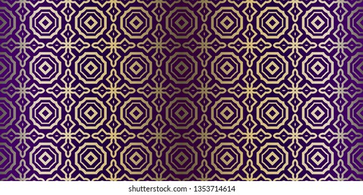 Vector Paper For Scrapbook. Luxury Texture For Wallpaper, Invitation. Seamless Geometric Ornament. Purple gold color.