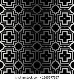 Vector Paper For Scrapbook. Stylish Fashion Geometric Design Background. Seamless. Black silver color.