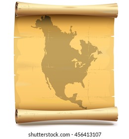Vector Paper Scroll with North America