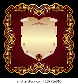 Vector paper scroll with vintage frame, place for text