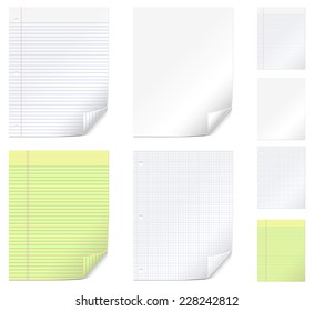 Vector Paper Set - Vector set with blank, lined, and graph papers.  Each paper element is on its own individual layer for easy editing.  All colors are global swatches.