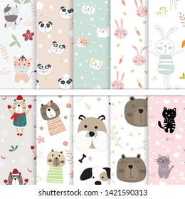 vector paper set of cute animal design.