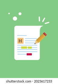 Vector — Paper sheet document and pencil flat icon isolated on white background