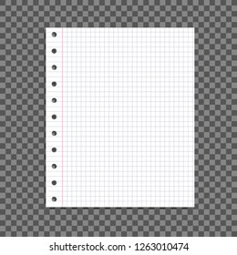 Vector Paper Sheet Isolated on Dark Transparent Background with Shadow, Design Element Blank Template.