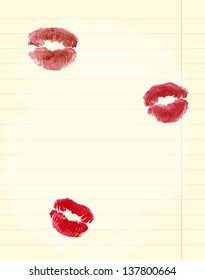 Vector paper sheet with kisses imprints for your design