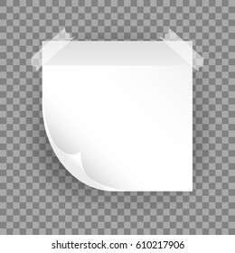 Vector paper sheet, office element on transparent background. Realistic element