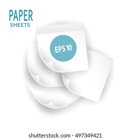 Vector paper sheets on white