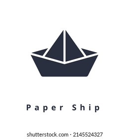 Icono de envío de papel vector. Buques de origami. Forma rellena que es buena para el logotipo y el pictograma. Objeto de barco aislado