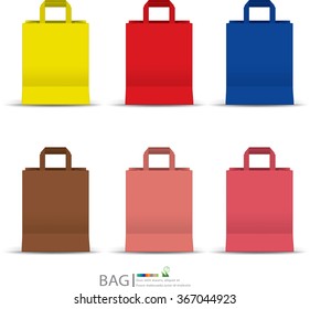 Vector paper shopping bag isolated on white