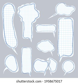 Vector paper speech bubble tags and labels. Vector flat design with shadows