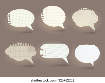 Vector paper speech bubbles set.
