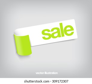 Vector paper sticker with a green curl - Sale