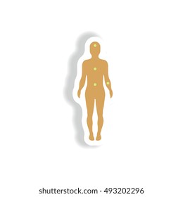Vector paper sticker various symptoms of leukemia on the human
