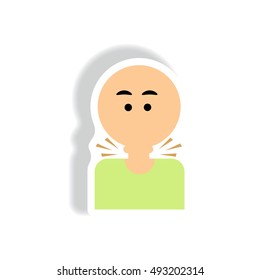 Vector paper sticker various symptoms of AIDS on the human