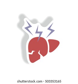 Vector paper sticker various symptoms of Malaria on the bodies
