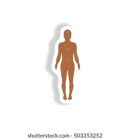 Vector paper sticker various symptoms of leukemia on the human