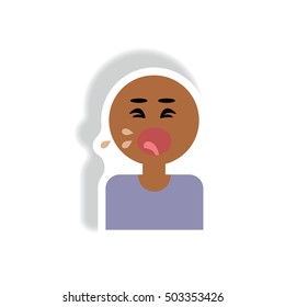 Vector paper sticker various symptoms of AIDS on the human