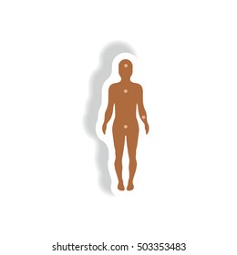 Vector paper sticker various symptoms of AIDS on the human
