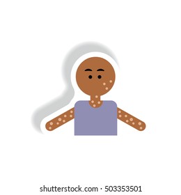 Vector paper sticker various symptoms of AIDS on the human