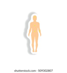 Vector paper sticker various symptoms of leukemia on the human