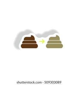Vector paper sticker various symptoms of leukemia on feces