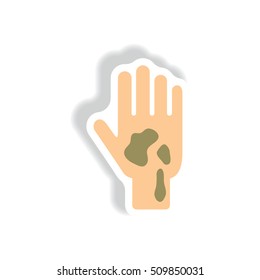 Vector paper sticker various symptoms of Malaria on the human