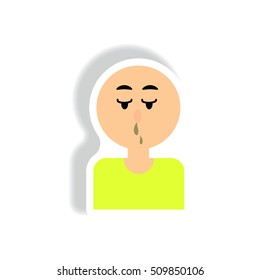 Vector paper sticker various symptoms of AIDS on the human
