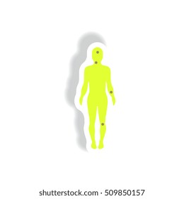 Vector paper sticker various symptoms of Zika on the human
