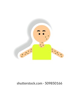 Vector paper sticker various symptoms of AIDS on the human