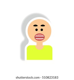 Vector paper sticker various symptoms of AIDS on human mouth